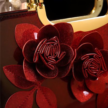 Women's Shiny Floral Leather Tote - Image 5